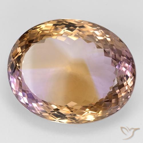45.17 ct Bi-color Ametrine Stone, Natural Ametrine in Oval Portuguese-Cut Shape for Sale