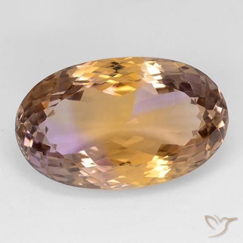 Ametrino bicolor de 30,84 ct, corte portugués ovalado de 25 x 15,4 mm de Brasil, Photo A