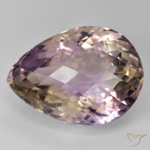 19.05 ct Bi-color Ametrine, 20.5 x 14.9 mm Pear Checkerboard From Brazil, Photo A