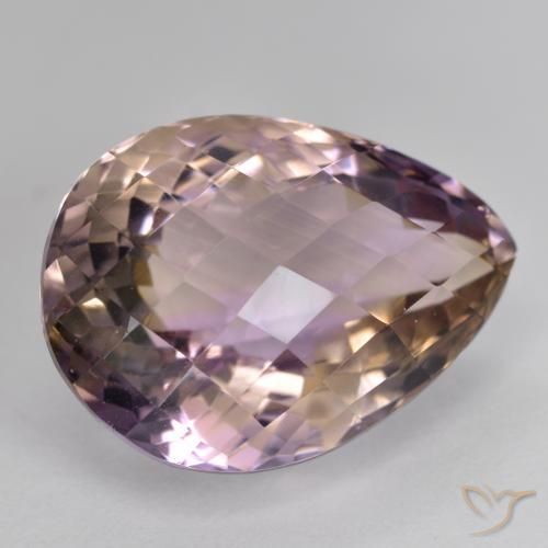 19.05 ct Bi-color Ametrine Stone, Natural Ametrine in Pear Checkerboard Shape for Sale