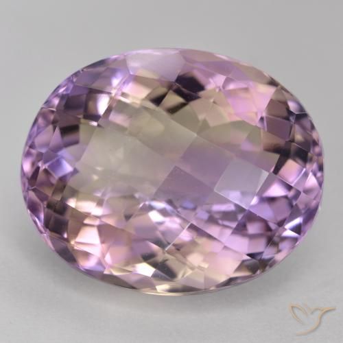 15.88 ct Bi-color Ametrine, 17.4 x 14.2 mm Oval Checkerboard From Brazil, Photo A