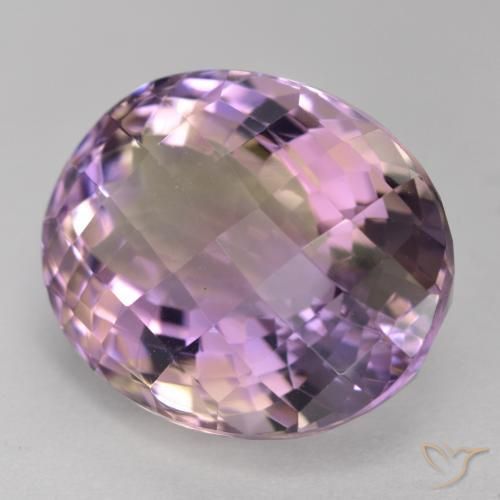 15.88 ct Bi-color Ametrine Stone, Natural Ametrine in Oval Checkerboard Shape for Sale