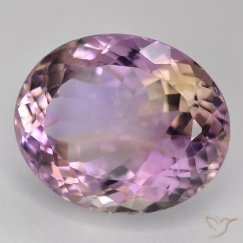 19.64 ct Bi-color Ametrine Stone, Natural Ametrine in Oval Facet Shape for Sale