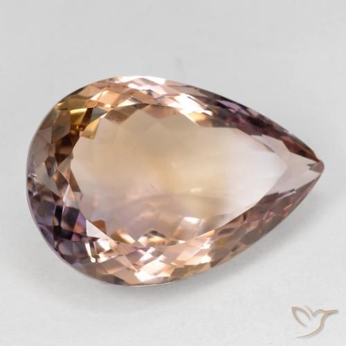 17.76 ct Bi-color Ametrine Stone, Natural Ametrine in Pear Facet Shape for Sale