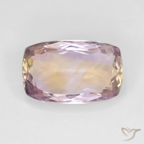 Amétrine Bicolore cushion-cut du Brésil, 14,4 x 9,1mm, poids de 5,37 ct, pierre gemme naturelle Non traité de pureté vvs, 1 pièce d'amétrine, couleur Bicolore, dureté Mohs de 7 convient aux bijoux de tous les jours, pierre de sagesse, Photo A