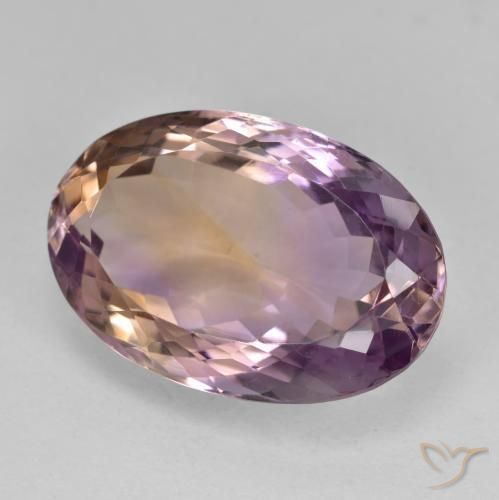 18.09 ct Bi-color Ametrine Stone, Natural Ametrine in Oval Facet Shape for Sale