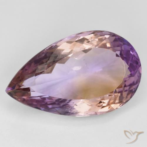 26.36ct Pear Facet Bi-color Ametrine from Brazil, Dimension 26 x 25.9mm, Natural untreated Gemstone, VS Clarity, 1 piece Ametrine in Bi-color Color, Mohs Hardness of 7 suitable for daily wear jewelry, Photo A