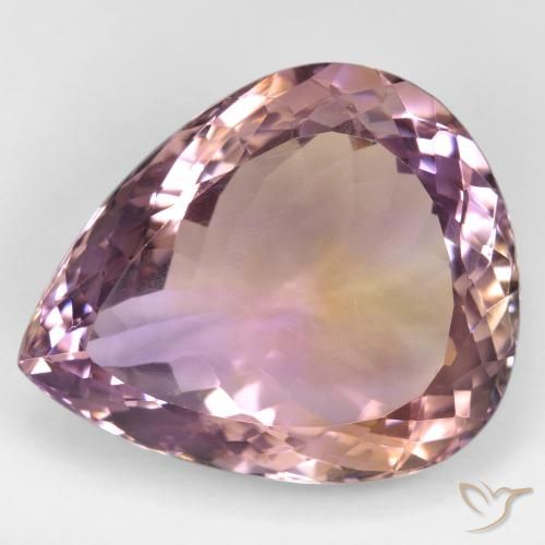 32.02ct Pear Bi-color Ametrine from Brazil, Dimension 24.9 x 20.5mm, Natural untreated Gemstone, VS Clarity, 1pc Pear Facet Ametrine, Mohs Hardness of 7 suitable for daily wear jewelry, Photo A