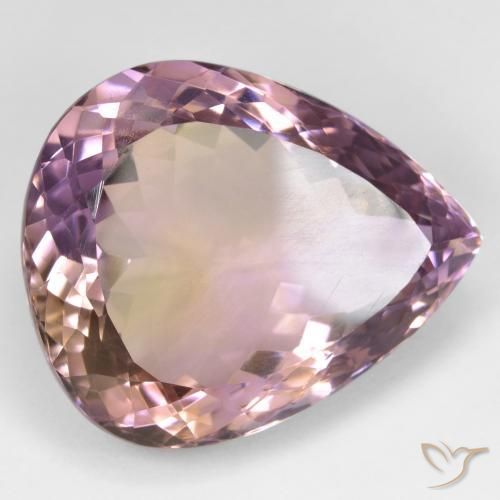 32.02 ct Bi-color Ametrine Stone, Natural Ametrine in Pear Facet Shape for Sale