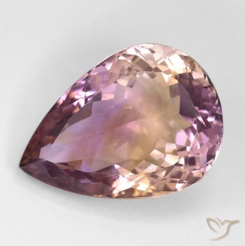 18.47 ct Bi-color Ametrine Stone, Natural Ametrine in Pear Facet Shape for Sale