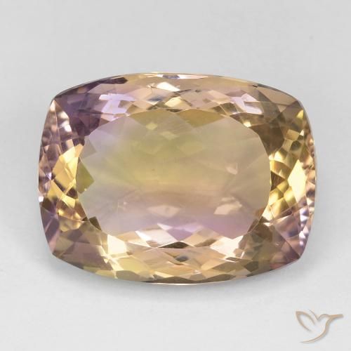 15.58 ct Bi-color Ametrine, 18.5 x 11.1 mm Cushion Cut From Brazil, Photo A
