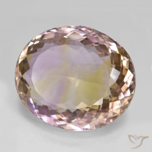 25.10 ct Bi-color Ametrine Stone, Natural Ametrine in Oval Facet Shape for Sale