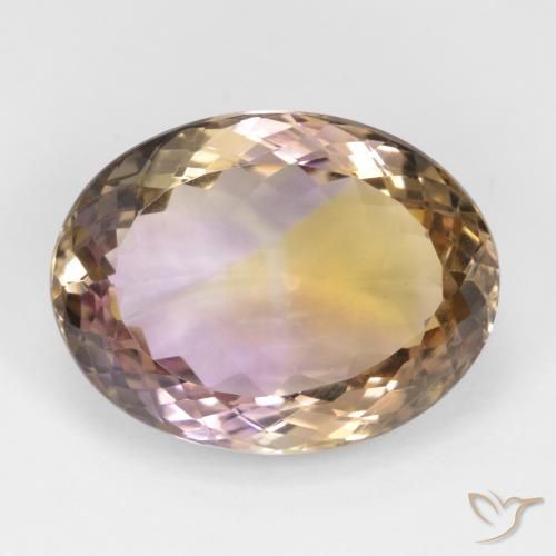 19.19 ct Bi-color Ametrine, 20.3 x 15.4 mm Oval Cut From Brazil, Photo A