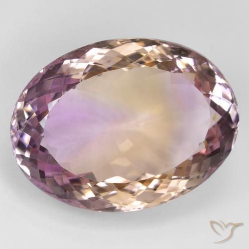34.37 ct Bi-color Ametrine Stone, Natural Ametrine in Oval Facet Shape for Sale