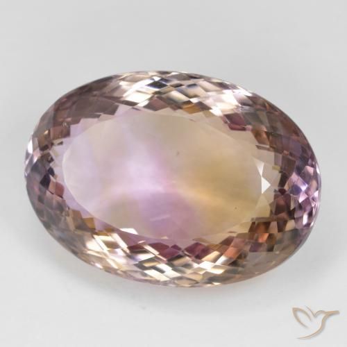 36.45 ct Bi-color Ametrine Stone, Natural Ametrine in Oval Portuguese-Cut Shape for Sale