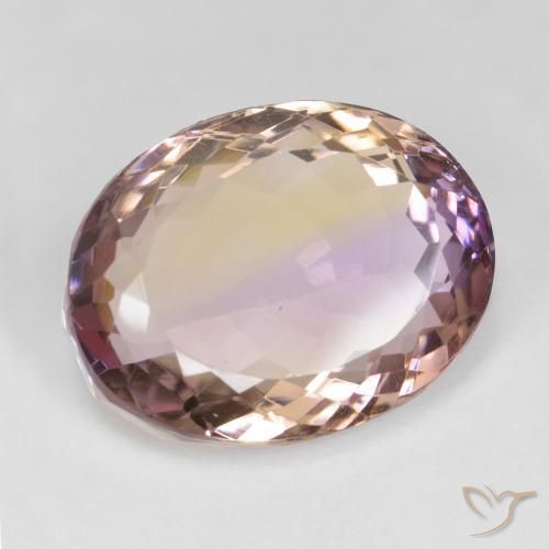 16.92 ct Bi-color Ametrine Stone, Natural Ametrine in Oval Facet Shape for Sale