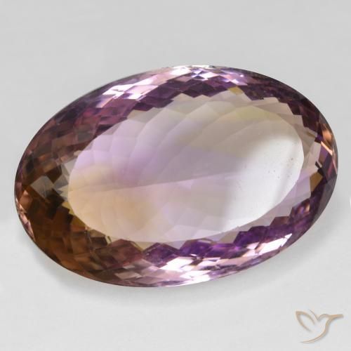38.32 ct Bi-color Ametrine Stone, Natural Ametrine in Oval Portuguese-Cut Shape for Sale