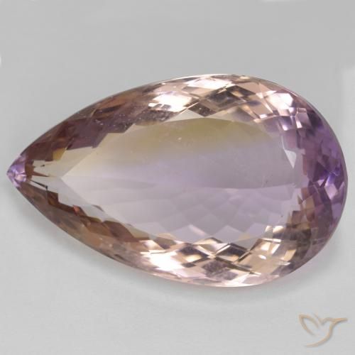 36.09 ct Bi-color Ametrine Stone, Natural Ametrine in Pear Facet Shape for Sale