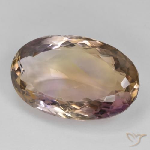 25.25 ct Bi-color Ametrine Stone, Natural Ametrine in Oval Facet Shape for Sale