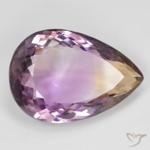 19.64 ct Bi-color Ametrine Stone, Natural Ametrine in Pear Facet Shape for Sale