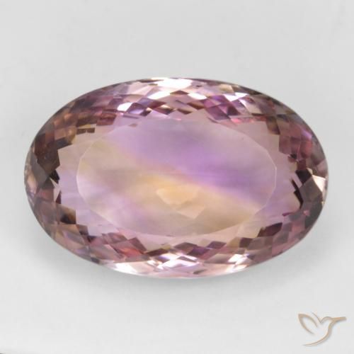 Ametrino bicolor de 24,09 ct, corte portugués ovalado de 22,2 x 14,7 mm de Brasil, Photo A