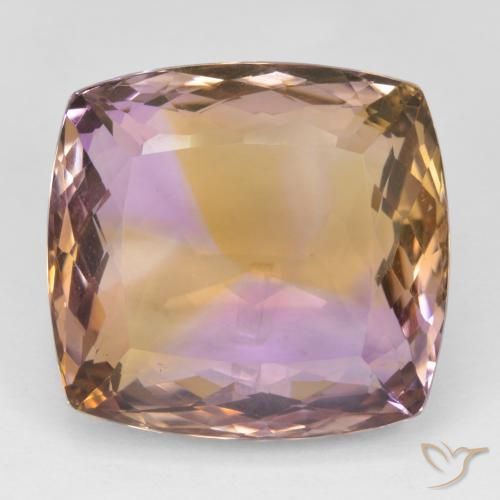 Amétrine Coussin en damier des États-Unis 30,42 ct, dimension 19,5 x 18,3mm, pureté vvs, pierre gemme naturelle Non traité, 1 pièce d'amétrine de couleur Bicolore, dureté Mohs de 7 convient aux bijoux de tous les jours, pierre de sagesse, Photo A