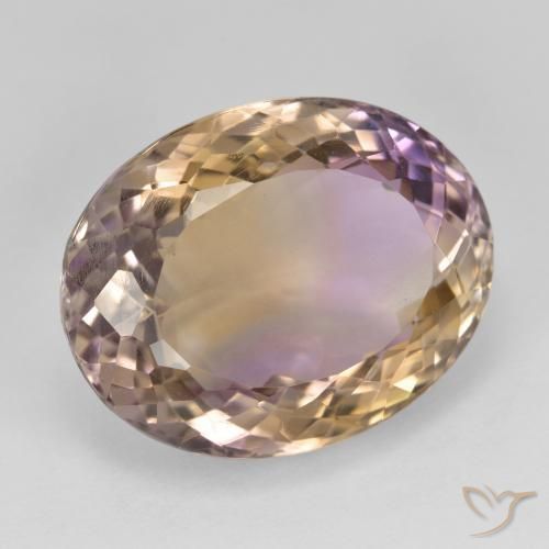 20.21 ct Bi-color Ametrine Stone, Natural Ametrine in Oval Facet Shape for Sale