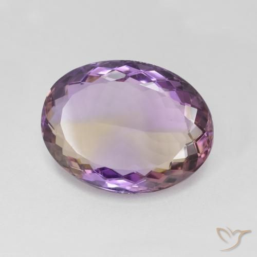 21.17 ct Bi-color Ametrine Stone, Natural Ametrine in Oval Facet Shape for Sale