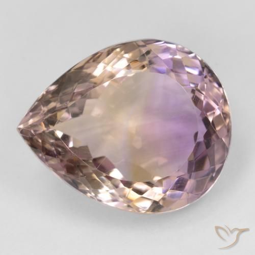 21.66 ct Bi-color Ametrine, 20.2 x 16.5 mm Pear Cut From Brazil, Photo A