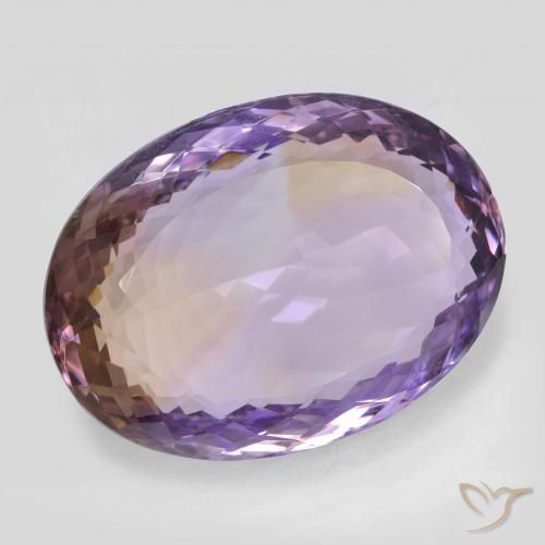 25.38 ct Bi-color Ametrine Stone, Natural Ametrine in Oval Portuguese-Cut Shape for Sale