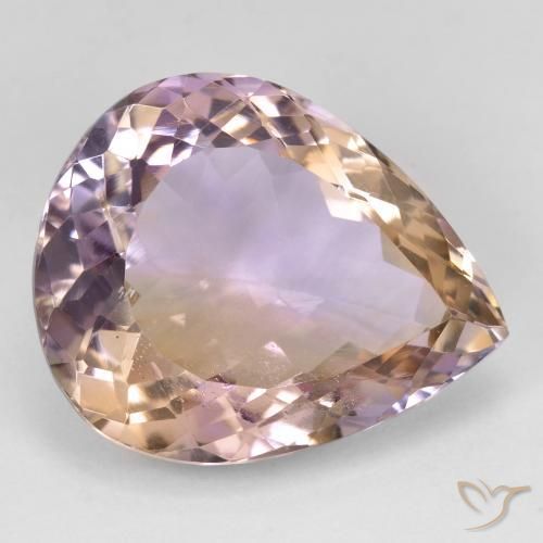 18.91 ct Bi-color Ametrine Stone, Natural Ametrine in Pear Facet Shape for Sale