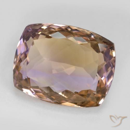 18.73 ct Bi-color Ametrine Stone, Natural Ametrine in Cushion-Cut Shape for Sale