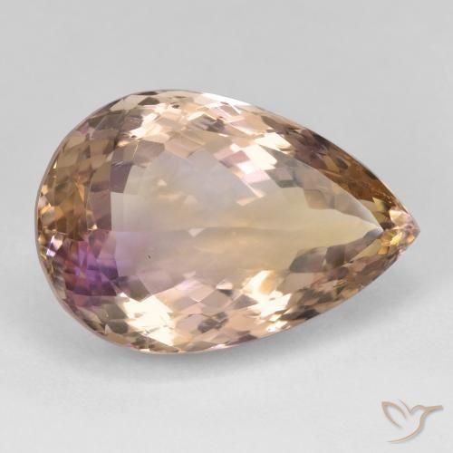 20.76 ct Bi-color Ametrine Stone, Natural Ametrine in Pear Facet Shape for Sale