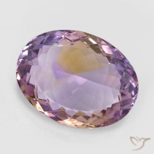 21.36 ct Bi-color Ametrine Stone, Natural Ametrine in Oval Facet Shape for Sale