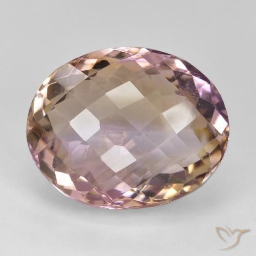 19.95 ct Bi-color Ametrine, 18.8 x 15 mm Oval Checkerboard From Brazil, Photo A