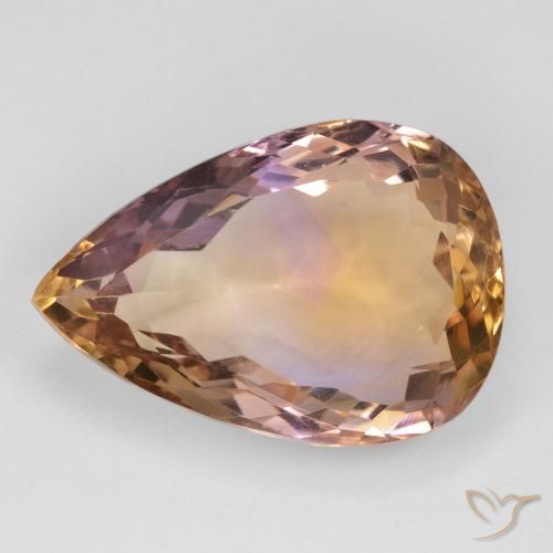 18.63 ct Bi-color Ametrine, 22.3 x 15.5 mm Pear Cut From Brazil, Photo A