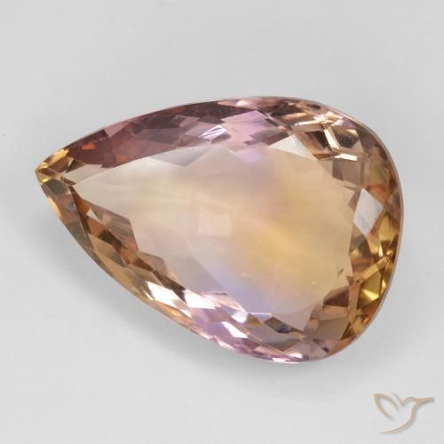 18.63 ct Bi-color Ametrine Stone, Natural Ametrine in Pear Facet Shape for Sale