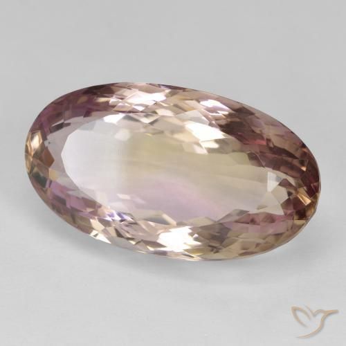 19.81 ct Bi-color Ametrine Stone, Natural Ametrine in Oval Facet Shape for Sale