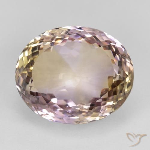 23.65 ct Bi-color Ametrine, 18.9 x 15.6 mm Oval Portuguese Cut From Brazil, Photo A