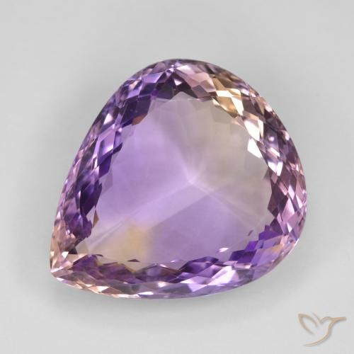 Dual Color Lab Created Ametrine Loose Gemstone FO-744 Translucent Faceted Pear Cut Loose Gemstone For Jewelry Ametrine Gemstone 47.00 Ct