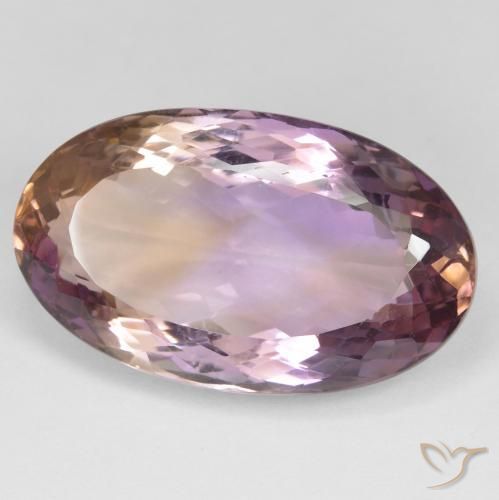 24.66 ct Bi-color Ametrine Stone, Natural Ametrine in Oval Facet Shape for Sale