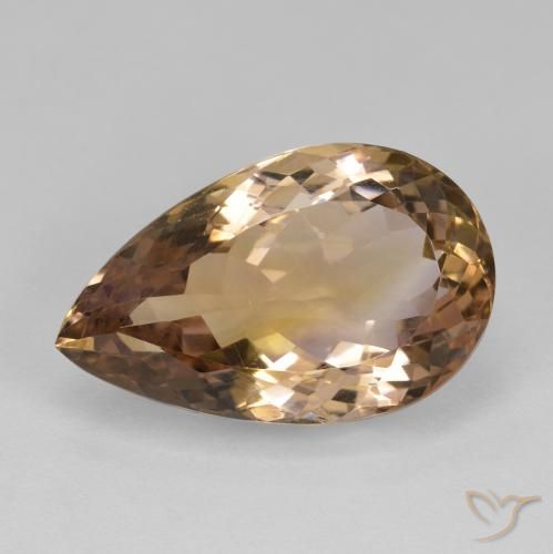 Dual Color Lab Created Ametrine Loose Gemstone FO-744 Translucent Faceted Pear Cut Loose Gemstone For Jewelry Ametrine Gemstone 47.00 Ct