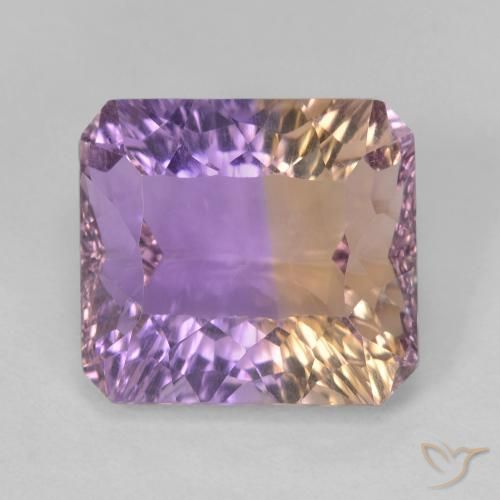 6.57 ct Bi-color Ametrine, 11.9 x 10.8 mm Octagon Concave Cut From Brazil, Photo A