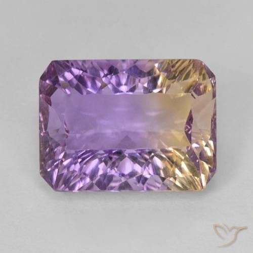 Ametrino bicolor de 5,62 quilates, corte cóncavo octágono de 12,5 x 9,4 mm de Brasil, Photo A