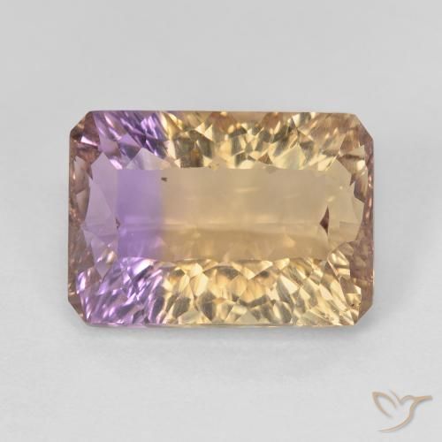 7.09 ct Bi-color Ametrine, 14 x 10 mm Octagon Concave Cut From Brazil, Photo A