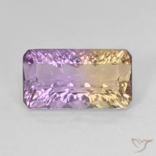 Ametrino bicolor de 5,36 quilates, corte cóncavo octágono de 14,5 x 8 mm de Brasil, Photo A