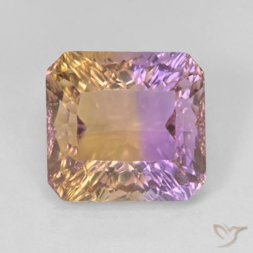 Ametrino bicolor de 9,05 quilates, corte cóncavo octágono de 12,6 x 11,9 mm de Brasil, Photo A