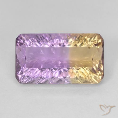 6.56 ct Bi-color Ametrine, 15.4 x 8.8 mm Octagon Concave Cut From Brazil, Photo A