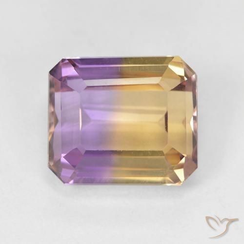 Ametrino bicolor de 6,38 ct, corte octogonal de 11,3 x 9,7 mm de Brasil, Photo A