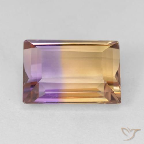6.02 ct Bi-color Ametrine, 12.5 x 8.7 mm Baguette Cut From Brazil, Photo A